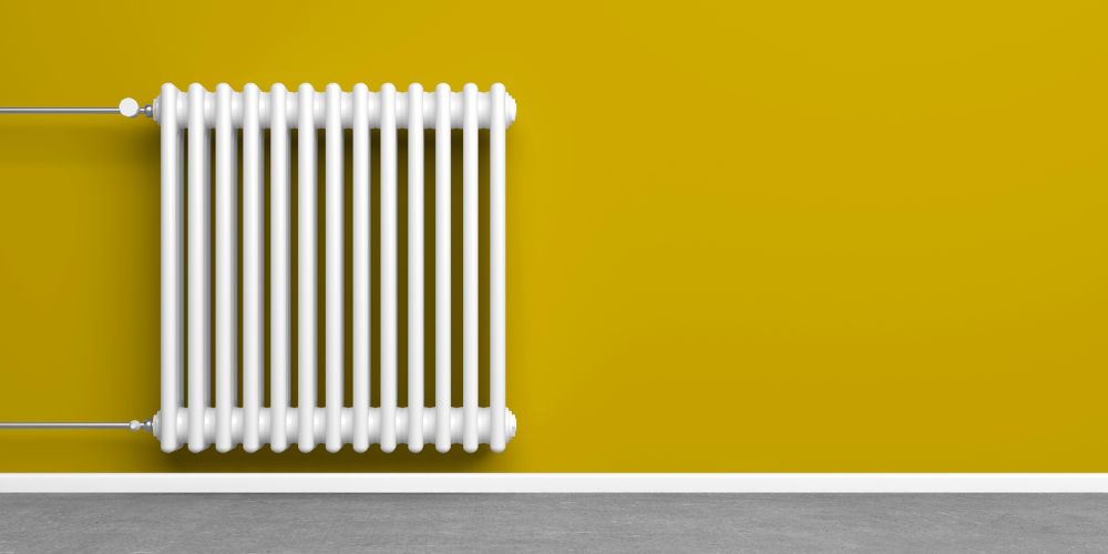 heating system attached on yellow wall